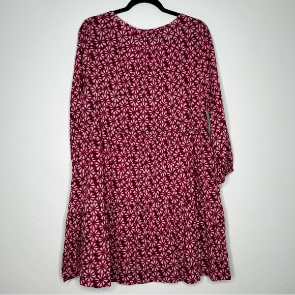 GAP Magenta Pink Floral Print Dress 3/4 Sleeves Size Medium Cotton Blend Midi - Picture 2 of 11